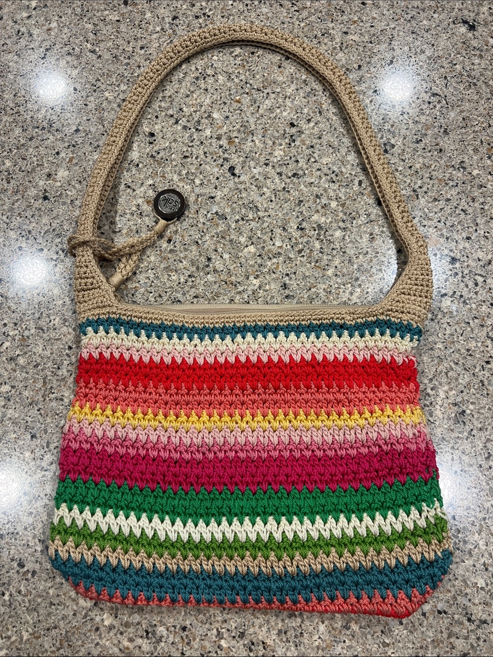 The Sak Crochet Multicolor candy Stripe Shoulder Bag - z21